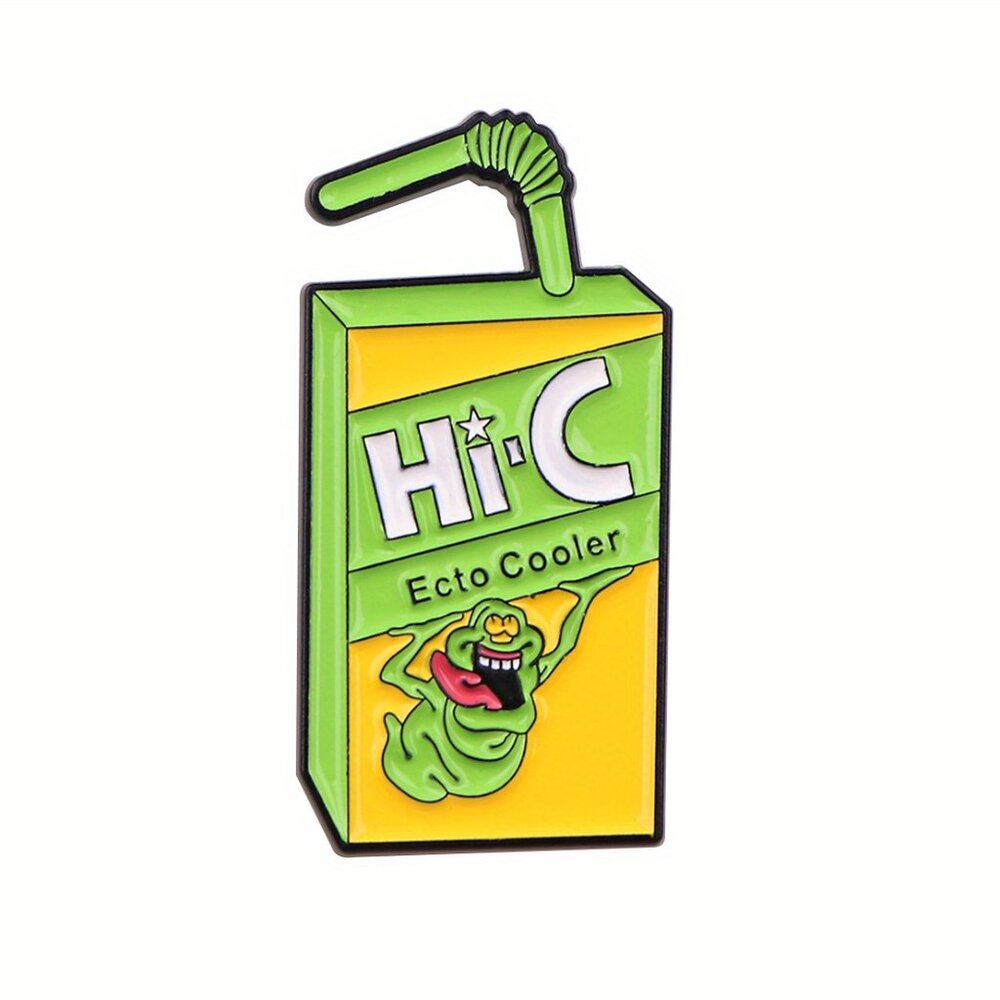 ECTO COOLER VINTAGE HI-C JUICE BOX GHOST BUSTERS OIL DRIPPED ENAMEL PIN  NWT